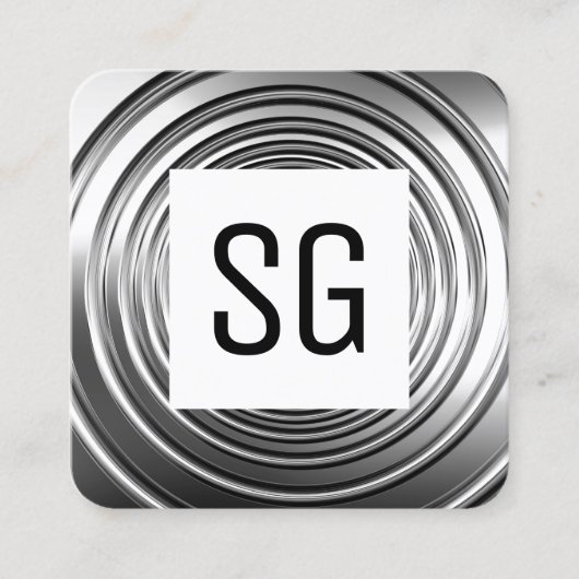 Vierkant paneel - Initialen - Lange lente B&W Vierkante Visitekaartje (Voorkant)