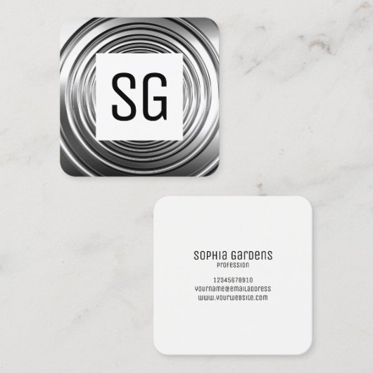 Vierkant paneel - Initialen - Lange lente B&W Vierkante Visitekaartje (Voorkant / Achterkant)
