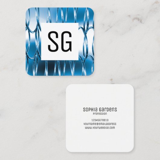 Vierkant paneel - Initialen - Overlappende Springs Vierkante Visitekaartje (Voorkant / Achterkant)