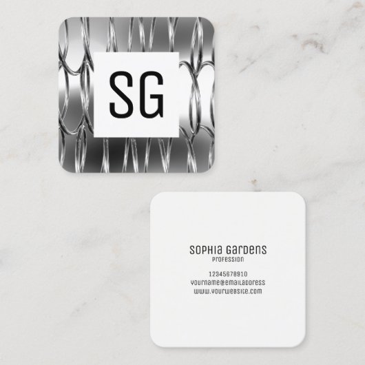 Vierkant paneel - Initialen - Overlappende Springs Vierkante Visitekaartje (Voorkant / Achterkant)
