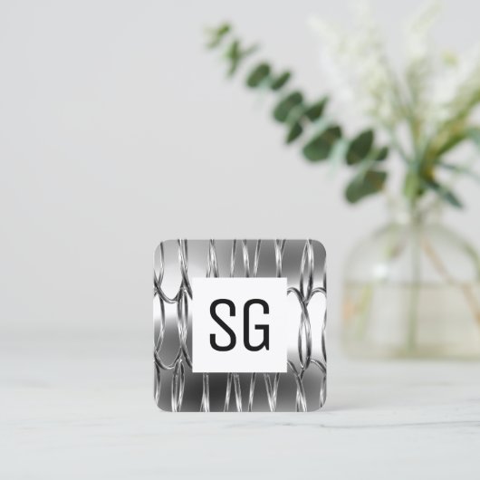 Vierkant paneel - Initialen - Overlappende Springs Vierkante Visitekaartje (Staand voorkant)