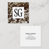 Vierkant paneel - Initialen - Sepia Daisies Vierkante Visitekaartje (Voorkant / Achterkant)