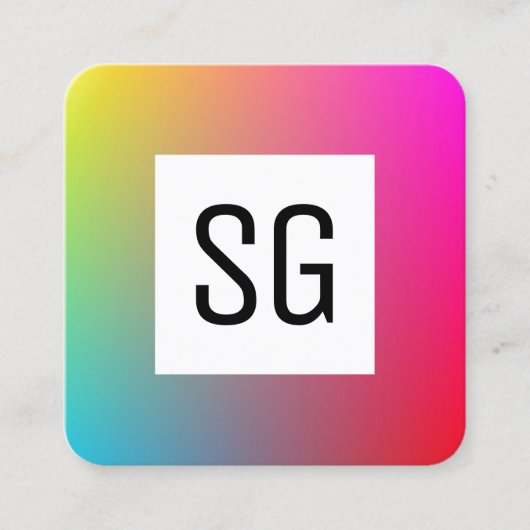 Vierkant paneel - Initialen - Verloop Y,M,B,R Vierkante Visitekaartje (Voorkant)