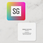 Vierkant paneel - Initialen - Verloop Y,M,B,R Vierkante Visitekaartje (Voorkant / Achterkant)