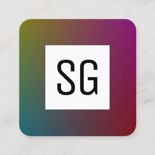 Vierkant paneel - Initialen - Verloop Y, M, B, R, Vierkante Visitekaartje (Voorkant)