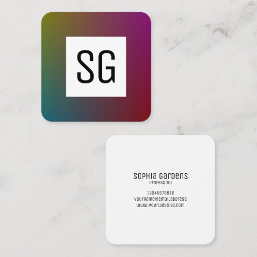 Vierkant paneel - Initialen - Verloop Y, M, B, R, Vierkante Visitekaartje (Voorkant / Achterkant)