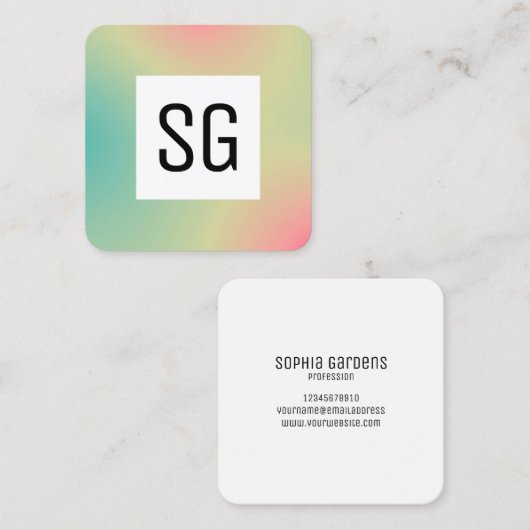 Vierkant paneel - Initialen - Verloopvierkant B Vierkante Visitekaartje (Voorkant / Achterkant)