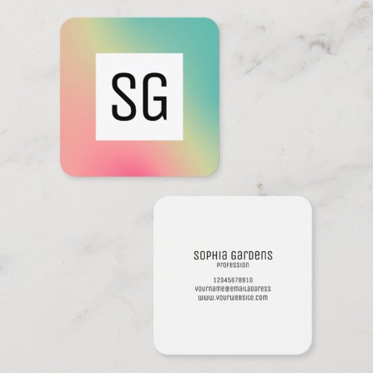 Vierkant paneel - Initialen - Verloopvierkant B Vierkante Visitekaartje (Voorkant / Achterkant)