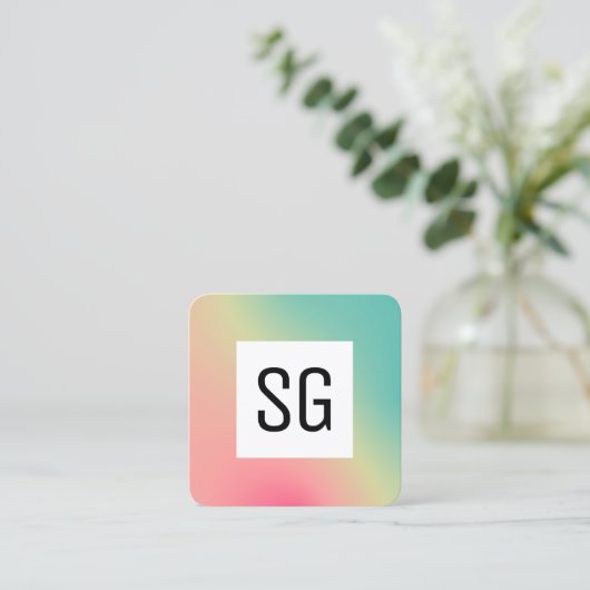 Vierkant paneel - Initialen - Verloopvierkant B Vierkante Visitekaartje (Staand voorkant)