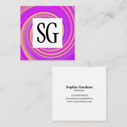 Vierkant paneel - Initialen - Vortex 01 Vierkante Visitekaartje (Voorkant / Achterkant)