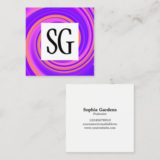 Vierkant paneel - Initialen - Vortex 02 Vierkante Visitekaartje (Voorkant / Achterkant)