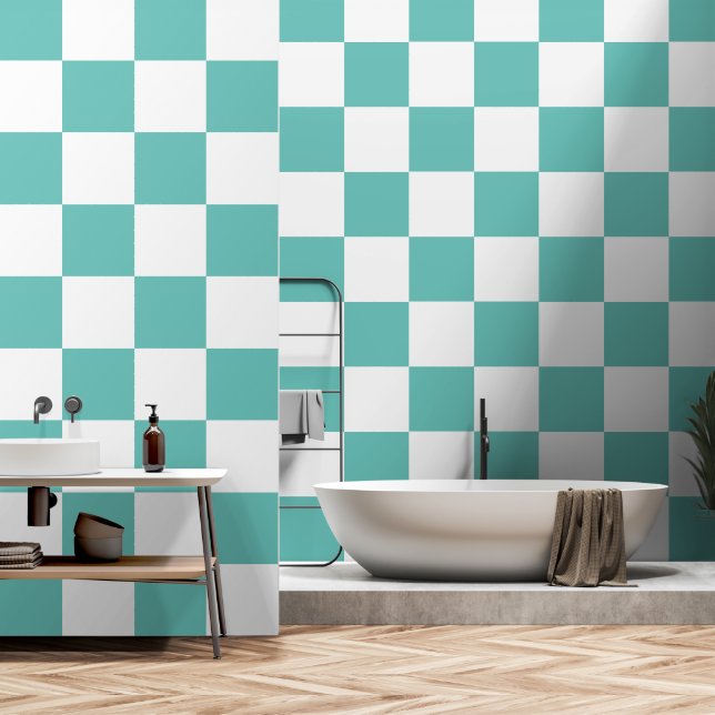 Vierkant patroon behang (Badkamer)