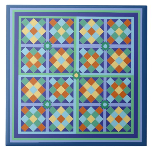 vierkant patroon Marokkaanse tegel Tegeltje (Voorkant)