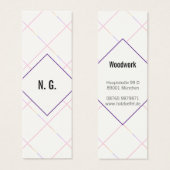 Vierkant patroon paars zwart mini visitekaartjes (Voorkant /achterkant)