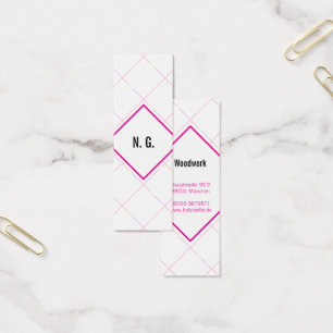 Vierkant patroon roze zwart mini visitekaartjes