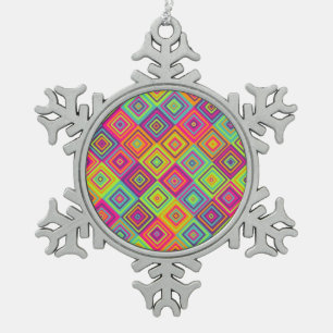 Vierkant patroon tin sneeuwvlok ornament