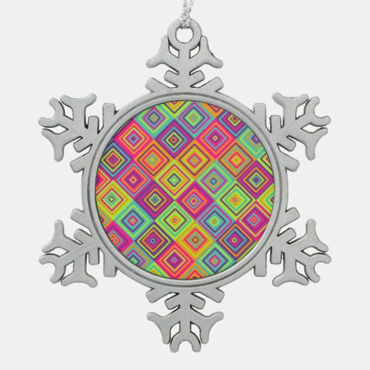 Vierkant patroon tin sneeuwvlok ornament (Voorkant)