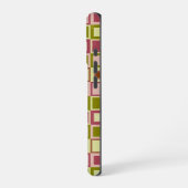 Vierkant patroon van olijven en Roos iPhone Hoesje (Linkerkant)