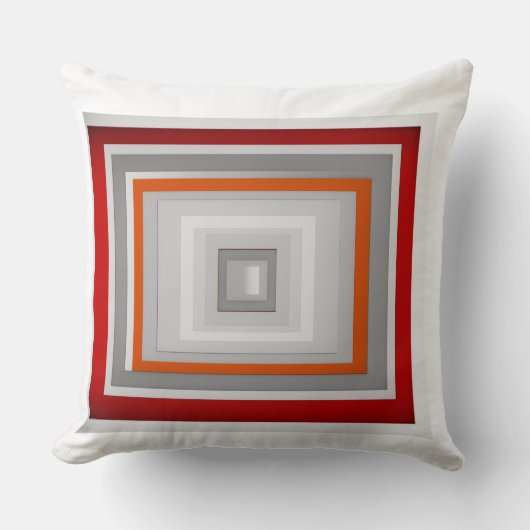 vierkant patroonontwerp Rood , Grijs , Wit , Oranj Kussen (Voorkant)