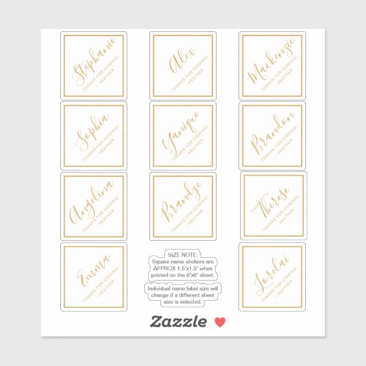 Vierkant plein voor individuele naam sticker (Vel)