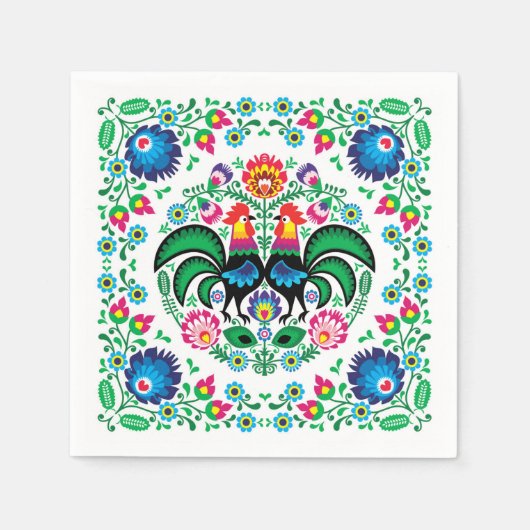 Vierkant Pools Haan Patroon Servet (Voorkant)