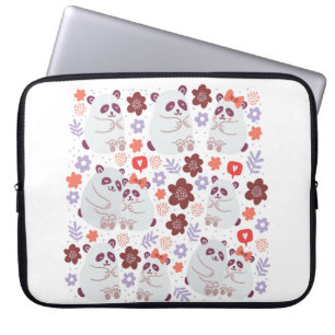 Vierkant poster met schattige pandaparen die verli laptop sleeve