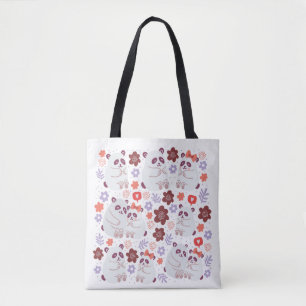 Vierkant poster met schattige pandaparen die verli tote bag