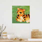Vierkant poster van fijne tijger (Keuken)