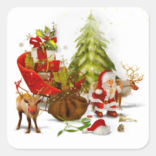 Vierkant pretje voor heerlijk kerstfeest vierkante sticker (Voorkant)