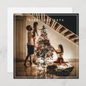 Vierkant Prettige feestdagen fotoplatte kaart (Voorkant / Achterkant)