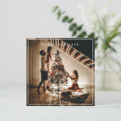 Vierkant Prettige feestdagen fotoplatte kaart (Staand voorkant)