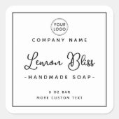 Vierkant productetiket met handgeschreven manuscri vierkante sticker (Voorkant)