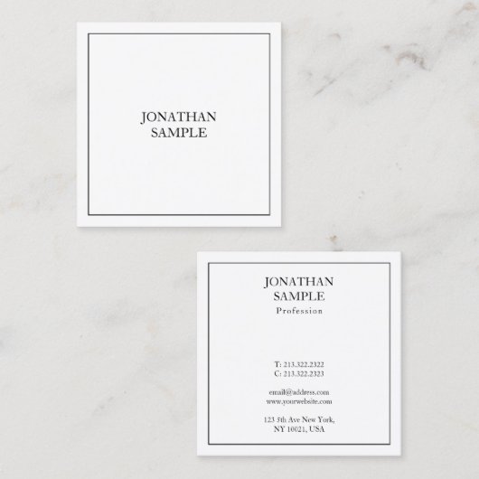 Vierkant professioneel artistiek, schoon ontwerp,  vierkante visitekaartje (Voorkant / Achterkant)