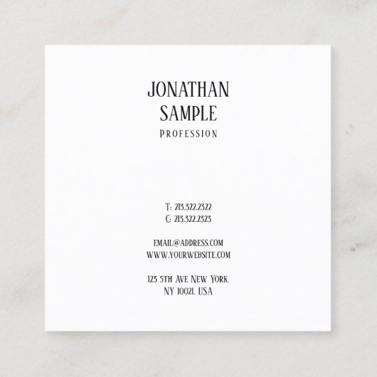 Vierkant Professioneel Esthetisch Schoon Ontwerp M Vierkante Visitekaartje (Achterkant)