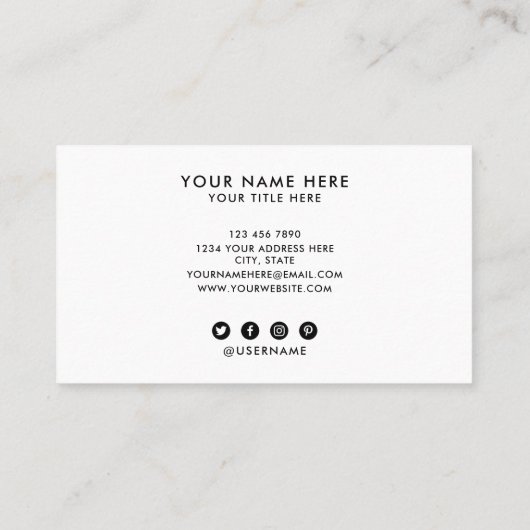 Vierkant professioneel wit voeg uw aangepaste logo visitekaartje (Achterkant)