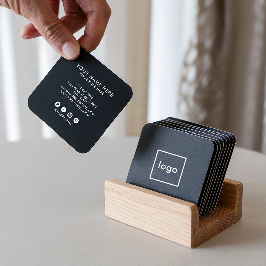 Vierkant professioneel zwart Voeg uw aangepaste lo Vierkante Visitekaartje