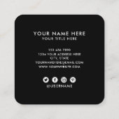 Vierkant professioneel zwart Voeg uw aangepaste lo Vierkante Visitekaartje (Achterkant)