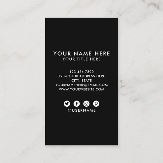 Vierkant professioneel zwart Voeg uw aangepaste lo Visitekaartje (Achterkant)