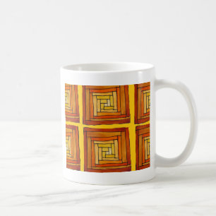 vierkant retro art deco bruin patroon koffiemok