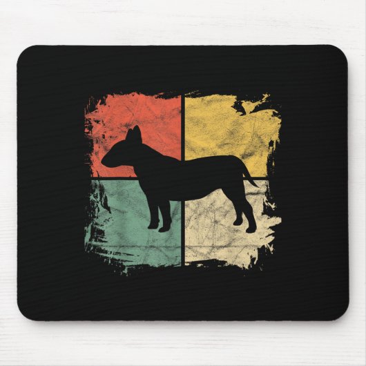 Vierkant Retro Stier Terriër Eigenaar Cadeau Hond Muismat (Voorkant)
