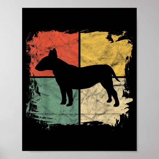 Vierkant Retro Stier Terriër Eigenaar Cadeau Hond Poster (Voorkant)