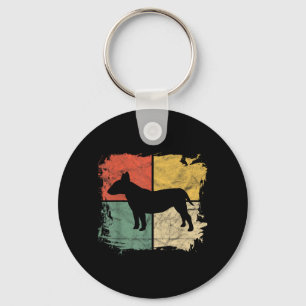 Vierkant Retro Stier Terriër Eigenaar Cadeau Hond Sleutelhanger