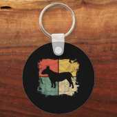 Vierkant Retro Stier Terriër Eigenaar Cadeau Hond Sleutelhanger (Voorkant)