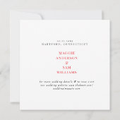 Vierkant Rood & Zwart Damask Wedding Save the Date (Achterkant)