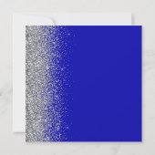Vierkant Royal Blauw Zilver Glitter Bewaar de Datu Aankondiging (Achterkant)