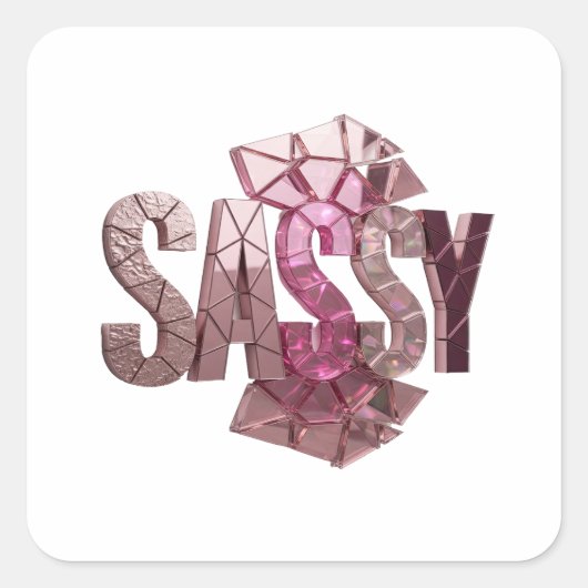 Vierkant Roze SASSY Sticker Ontwerp (Voorkant)