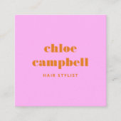 Vierkant Roze & Sinaasappel, Kleurrijk & Creatief, Vierkante Visitekaartje (Voorkant)