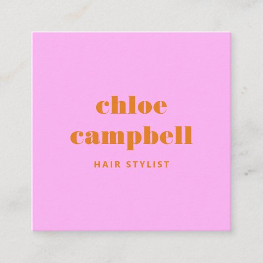 Vierkant Roze & Sinaasappel, Kleurrijk & Creatief, Vierkante Visitekaartje (Voorkant)