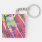 Vierkant Sleutelhanger in katoenontwerp (Achterkant)