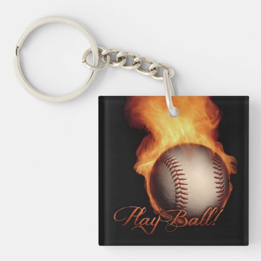 Vierkant Sleutelhanger van de Baseball Pattern-lov (Voorkant)